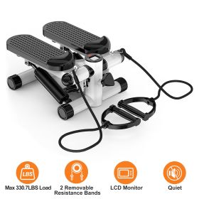 Stepper For Exercise Mini Fitness Stepper With 2 Resistance Bands LCD Monitor Max 330.7LBS Load Stair Stepper Quiet Stepper