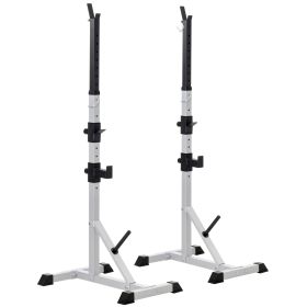 Soozier 2-Piece Pair Steel Height Adjustable Barbell stand, Home Gym Squat Rack and Bench Press, Home weightlifting equipment