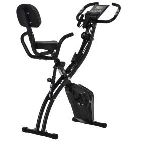 Soozier Exercise Bike Folding Upright Recumbent Stationary Cycling w/ Resistance Band