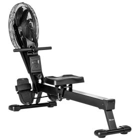 Air Rowing Machine, Foldable Rower with LCD Digital Monitor & Steel Frame for Home Gym Use (Option: Black-1350x225x700 mm)