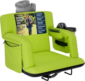 Alpcour Premium Reclining Stadium Seat For Bleachers With Back Support (Option: Lime-21Wide)