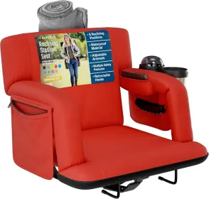 Alpcour Premium Reclining Stadium Seat For Bleachers With Back Support (Option: Red-21Wide)