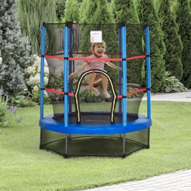 Φ5FT Kids Trampoline with Enclosure Net for Age 3 to 6 Years (Option: Blue-770x330x220 mm)