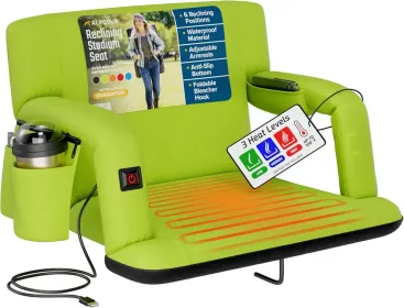 Alpcour Heated Reclining Stadium Seat For Bleachers With Back Support (Option: Lime-25Wide)