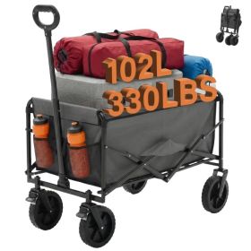 Foldable Trolley, With Wheels, Foldable, Large Capacity, 330 Pounds, Multi-functional Trolley, Heavy-duty Design, With Elastic Handles (Option: Grey7in)