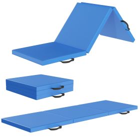 Only Supports Self Pickup  Tri-Fold Folding Exercise Mat With Carrying Handle For Mixed Martial Arts, Gymnastics And Home Gym Protecting Floor, 2 (Option: Blue)
