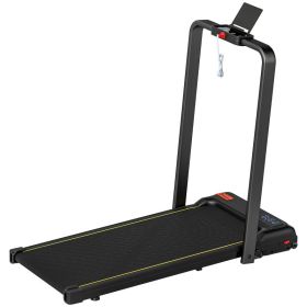 Walking Pad Treadmill, 0.6–6.2mph Foldable Under Desk Treadmill with Incline, Wheels, LED Display and Remote Control (Option: Black-1200x600x130 mm)