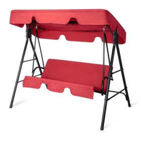 68x43x60 Inch Red KD Style With Cushion Canopy Iron Oxford Cloth 250kg Iron Swing Set (Option: defaulttitle)