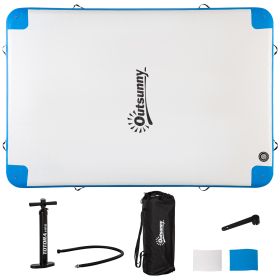 8 x 6ft Water Inflatable Floating Dock, Inflatable Platform Island, Large Floating Mat Raft with Air Pump & Backpack, for Pool, Beach, Ocean, Wh (Option: White-770x370x260 mm)