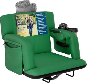 Alpcour Premium Reclining Stadium Seat For Bleachers With Back Support (Option: HunterGreen-21Wide)