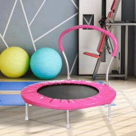 Metal Construction Trampoline With Handles. Suitable For Outdoor Children And Family Activities. Durable Design. (Option: Pink)