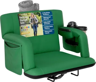 Alpcour Premium Reclining Stadium Seat For Bleachers With Back Support (Option: HunterGreen-25Wide)