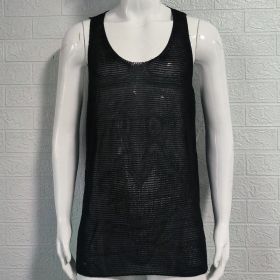 Men's Summer Loose Sleeveless Knitted Vest (Option: Black-M)