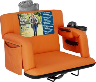 Alpcour Premium Reclining Stadium Seat For Bleachers With Back Support (Option: Orange-25Wide)