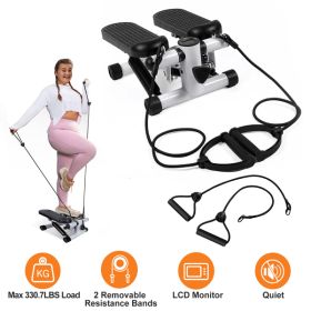 Fitness Step Machine, Mini Step Machine With Resistance Band, Home Fitness Equipment With 330.7LBS Load-bearing Capacity, Hydraulic Fitness Step (Option: Grey)