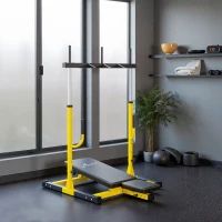 Soozier Vertical Leg Press Machine With Adjustable Leg, Back, And Head Positions, 1 Standard Plate Compatible, Yellow (Option: Black and Yellow)