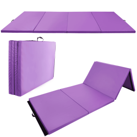 --Only Self Pickup--10 Ft. X 4 Ft. Quad Fold Gym Mat With Carrying Handle For Protective Flooring In Mixed Martial Arts, Gymnastics, And Home Gym (Option: Purple)