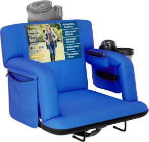 Alpcour Premium Reclining Stadium Seat For Bleachers With Back Support (Option: RoyalBlue-21Wide)