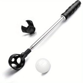 Stainless Telescopic Golf Ball Retriever For Water With Golf Ball Grabber For Putter (Option: Black)