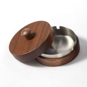 Wooden Trendy Unique Black Walnut Ashtray With Lid (Option: Silver Liner With Handle)