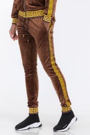 Velour Status Detail Jogger (Color: BROWN GOLD, size: L)
