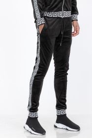 Velour Status Detail Jogger (Color: BLACK SILVER, size: 3XL)