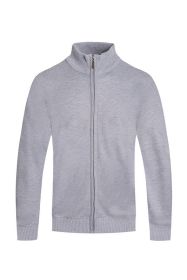 Weiv Mens Solid Full Zip Sweater (Color: Heather grey, size: 2XL)
