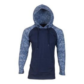 Raglan Long Sleeves Light Weight Hoodie (Color: Navy/Navy Strip, size: 2XL)