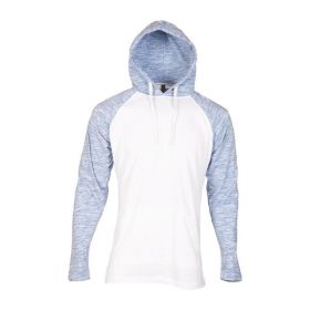 Raglan Long Sleeves Light Weight Hoodie (Color: Grey/Sky Blue, size: XL)