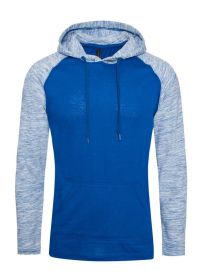Raglan Long Sleeves Light Weight Hoodie (Color: Royal/Blue Inject, size: S)