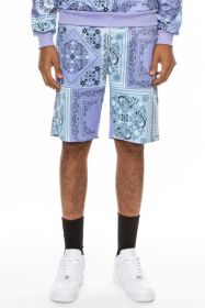 Weiv Mens Paisley Bandana Print Shorts (Color: Lavender, size: M)