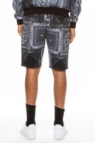Weiv Mens Paisley Bandana Print Shorts (Color: Black, size: 2XL)