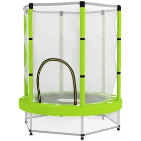 4.6FT Toddler Trampoline w/ Safety Net, Recreational Trampoline for Indoor Outdoor, Cloud Pattern, Green (Option: Green-770x330x220 mm)