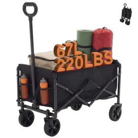Foldable Trolley, With Wheels, Foldable, Large Capacity, 330 Pounds, Multi-functional Trolley, Heavy-duty Design, With Elastic Handles (Option: Black5in)