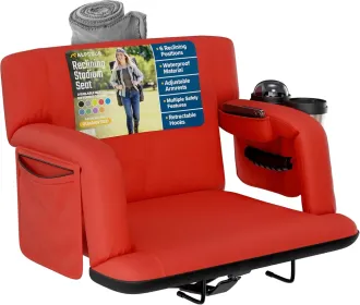 Alpcour Premium Reclining Stadium Seat For Bleachers With Back Support (Option: Red-25Wide)