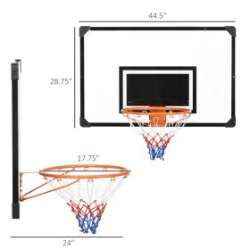 Soozier Wall Mounted Basketball Hoop With 45X 29 Shatter Proof Backboard, Durable Rim And All-Weather Net For Indoor And Outdoor Use (Option: Black Clear Orange)