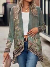 Shawl Small Suit Cardigan Outer Wear Ethnic Style (Option: Green-XL)