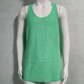 Men's Summer Loose Sleeveless Knitted Vest (Option: Green-3XL)