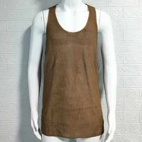 Men's Summer Loose Sleeveless Knitted Vest (Option: Brown-XL)
